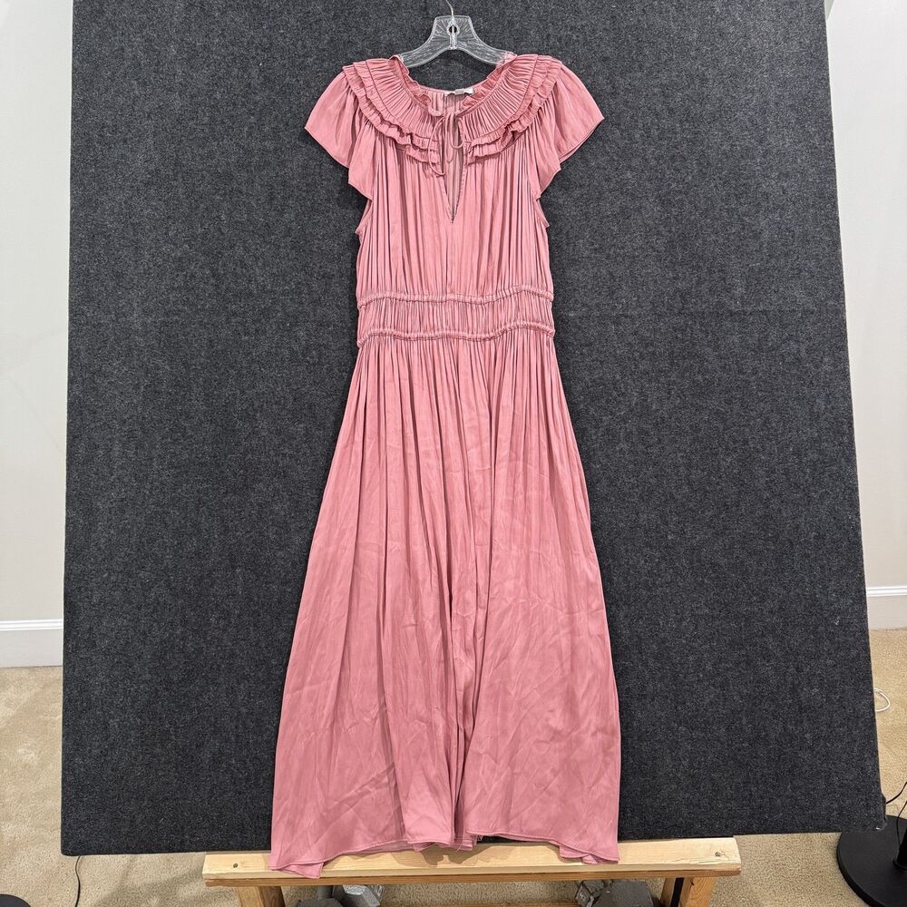 Current Air Dusty Rose Pink Maxi Dress with Ruffle Yoke